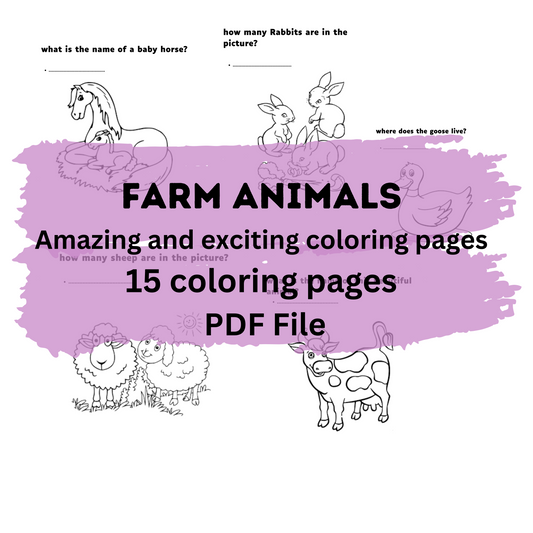 Coloring pages Farm Animals - ColorfulMindsStudio